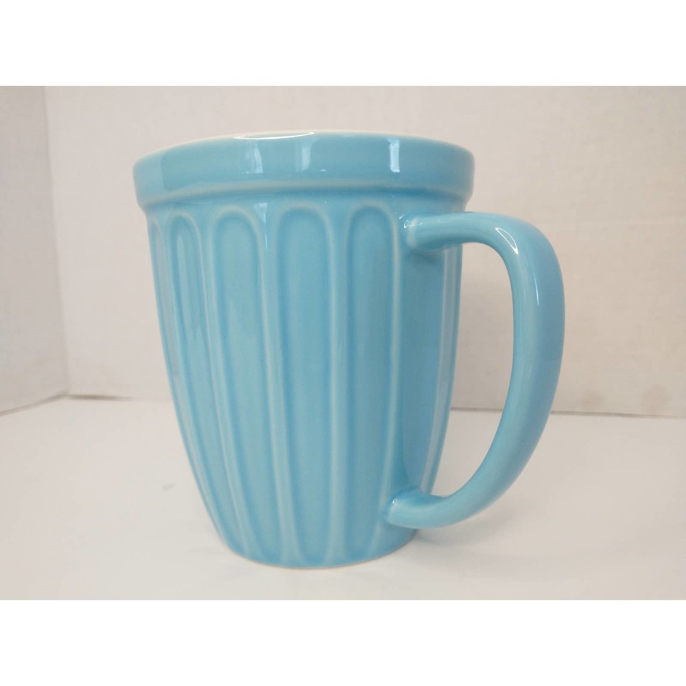 Starbucks Coffee Mug Light Blue Ribbed Fluted 2006 16oz Cup